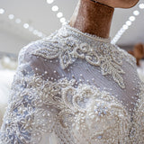 Luxury Princess long sleeve Glitter and Lace fully Beaded Ball Gown