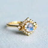 Gothic Goddess Moonstone Crescent Ring