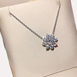Moissanite 1 CT D Color VVS1 Excellent Cut Round Diamond Sunflower Pendant Necklace