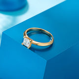 100% Real Moissanite Princess Cut Engagement Ring 18K Gold Plated