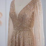 NEW Elegant Luxury Evening Dress with Cape Sleeves A-Line