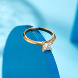 100% Real Moissanite Princess Cut Engagement Ring 18K Gold Plated