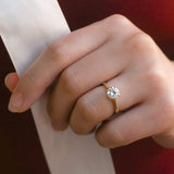 100% Real Moissanite Engagement Ring Classic 4 Prong Solitaire Diamond 18K Gold Plated