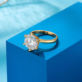 Certified 5CT-0.5CT Moissanite Engagement Ring-18K Gold Plated Sterling Silver Diamond Solitaire Ring