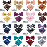 100% Silk Butterfly Pre-Tied Bow Tie Pocket Square Cufflinks Suit Set