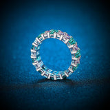 Certified 10.5CT 5.5MM Eternity Moissanite Ring Emerald Cut