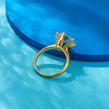 Certified 5CT-0.5CT Moissanite Engagement Ring-18K Gold Plated Sterling Silver Diamond Solitaire Ring