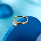 100% Real Moissanite Engagement Ring Classic 4 Prong Solitaire Diamond 18K Gold Plated