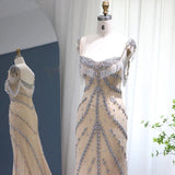 (Inspired by Kendall Jenner) Luxury Crystal Long Nude Mermaid Evening Dress