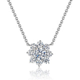 Moissanite 1 CT D Color VVS1 Excellent Cut Round Diamond Sunflower Pendant Necklace