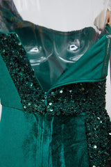 Velvet High Slit One Shoulder Elegant Evening Dress