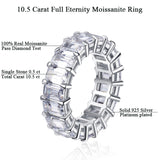 Certified 10.5CT 5.5MM Eternity Moissanite Ring Emerald Cut