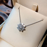 Moissanite 1 CT D Color VVS1 Excellent Cut Round Diamond Sunflower Pendant Necklace