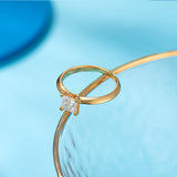 100% Real Moissanite Princess Cut Engagement Ring 18K Gold Plated