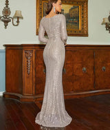 Elegant Long Sleeve Square Collar Bodycon Maxi Prom Party Dresses Gown