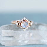 Gothic Goddess Moonstone Crescent Ring