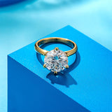 Certified 5CT-0.5CT Moissanite Engagement Ring-18K Gold Plated Sterling Silver Diamond Solitaire Ring