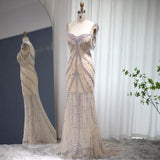 (Inspired by Kendall Jenner) Luxury Crystal Long Nude Mermaid Evening Dress