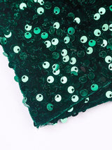 Elegant Single Sleeve Strapless Stretchy Sequin Evening Dress