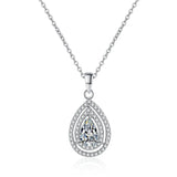 1CT Luxury Pear Cut Center Stone GRA Certified Moissanite Necklace with Halo
