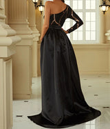 Sophisticated Sequins One Shoulder Mermaid Formal Dress With Belted Skirt