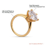 Certified 5CT-0.5CT Moissanite Engagement Ring-18K Gold Plated Sterling Silver Diamond Solitaire Ring