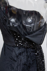 Velvet High Slit One Shoulder Elegant Evening Dress