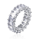 Certified 10.5CT 5.5MM Eternity Moissanite Ring Emerald Cut