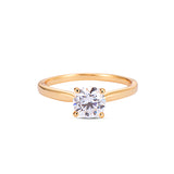 100% Real Moissanite Engagement Ring Classic 4 Prong Solitaire Diamond 18K Gold Plated