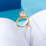 Certified 5CT-0.5CT Moissanite Engagement Ring-18K Gold Plated Sterling Silver Diamond Solitaire Ring
