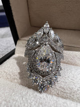 Triple Halo Pear Jasmine Wedding and Engagement Ring