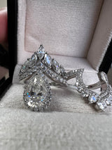 Triple Halo Pear Jasmine Wedding and Engagement Ring