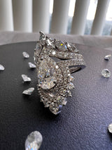 Triple Halo Pear Jasmine Wedding and Engagement Ring