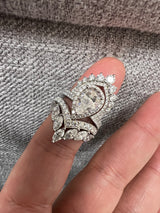 Triple Halo Pear Jasmine Wedding and Engagement Ring