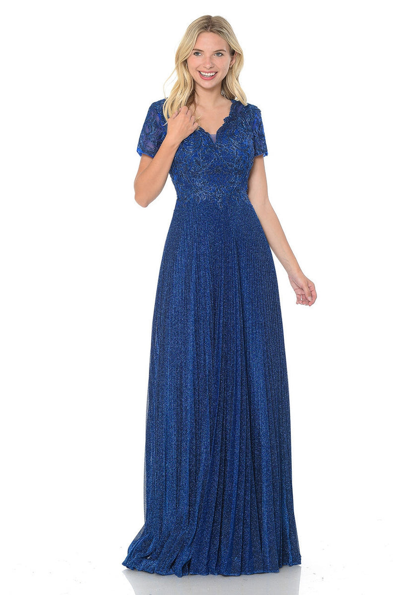 Scalloped Modest Formal Evening Dress