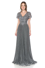 Scalloped Modest Formal Evening Dress