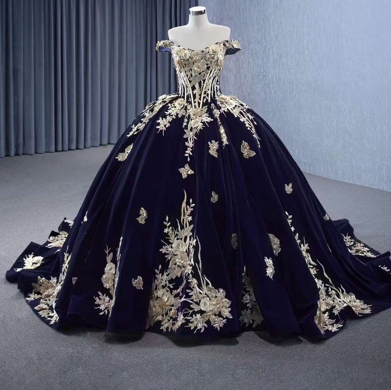 Navy Velvet Quince Ball Gown Dress CUSTOM SIZE / AS PHOTO COLOR Navy Velvet Quince Ball Gown Dress CUSTOM SIZE / AS PHOTO COLOR