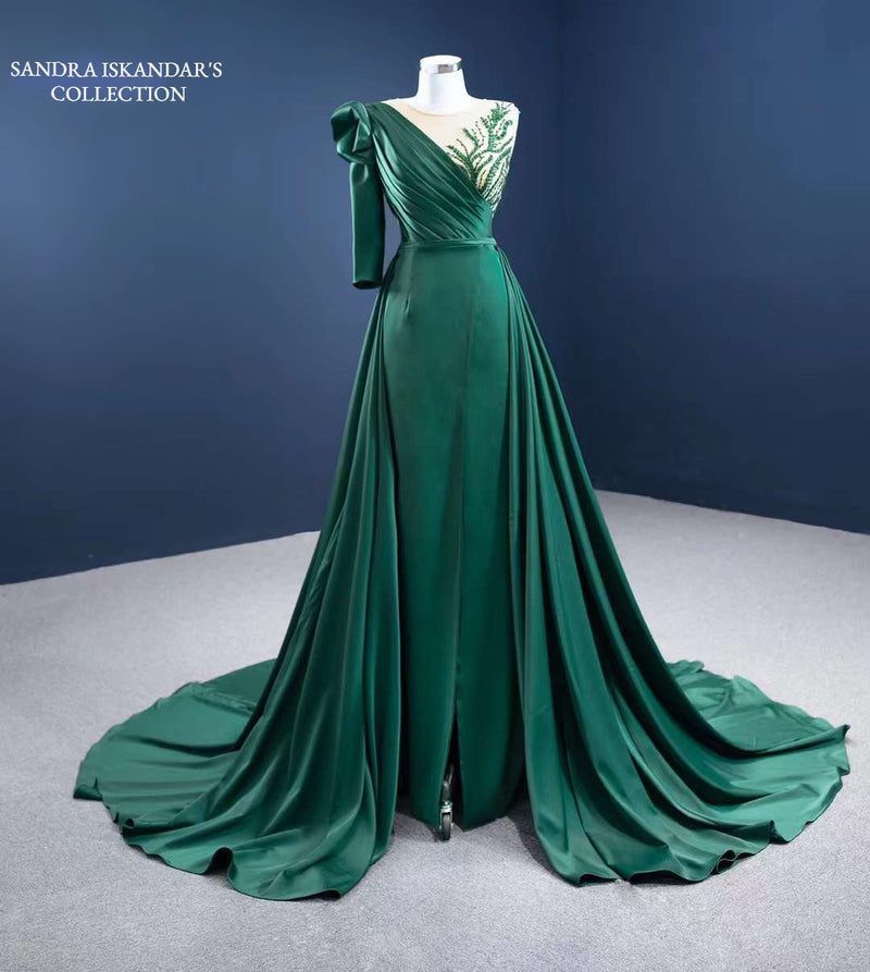 Emerald Green Couture Evening Dress