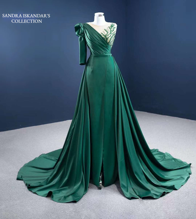 Emerald Green Couture Evening Dress Sandra's Bridal Collection Emerald Green Couture Evening Dress Sandra's Bridal Collection