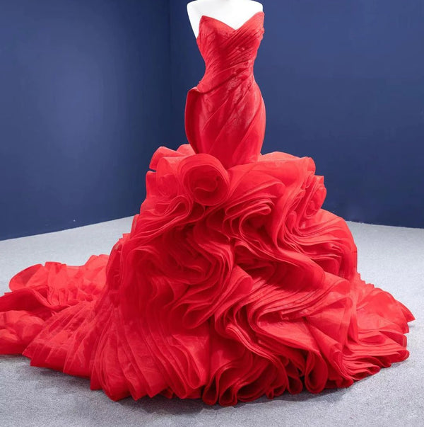 Beautiful Fire Red Mermaid Gown with Sophisticated tail