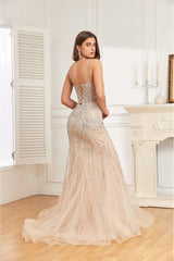 NR24037 Hand beaded Rhinestones high couture evening dress