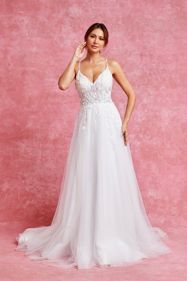 Beautiful A-Line Wedding Dress with sequins and lace