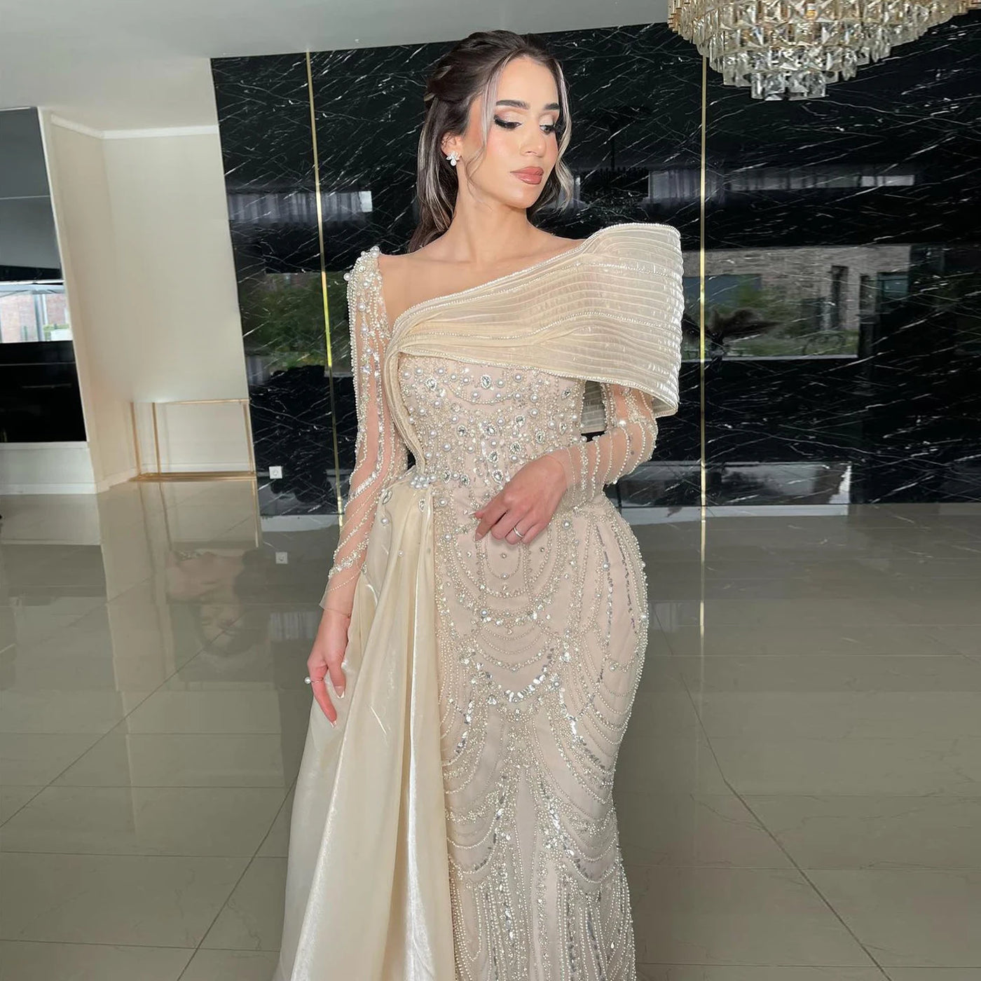 New High Fashion Luxurious Hand Beaded Evening dress – Sandra's Bridal  Collection