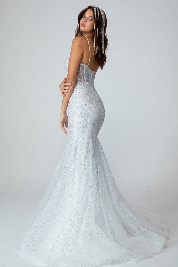Silver / Black Glitter Mermaid Wedding Dress
