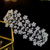 Floral Pattern Swarovski Wedding Head Band- Avery