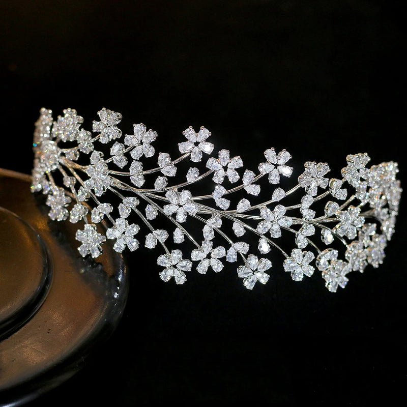 Floral Pattern Swarovski Wedding Head Band- Avery