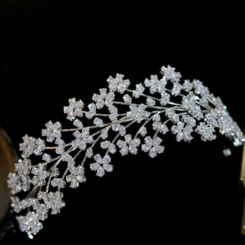 Floral Pattern Swarovski Wedding Head Band- Avery