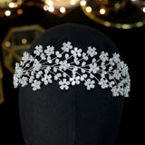 Floral Pattern Swarovski Wedding Head Band- Avery