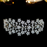 Floral Pattern Swarovski Wedding Head Band- Avery