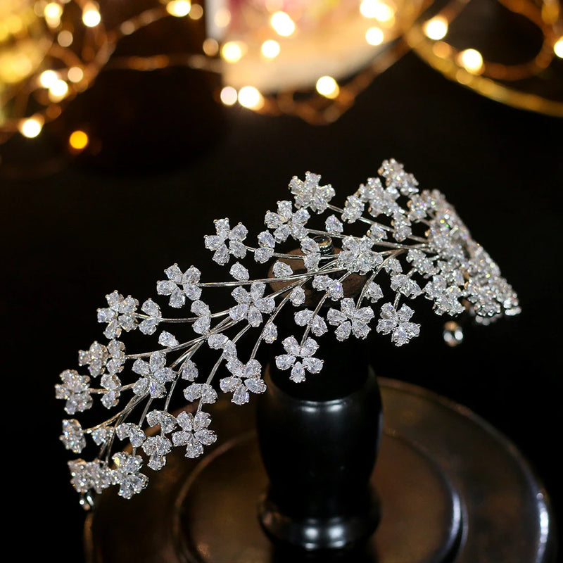 Floral Pattern Swarovski Wedding Head Band- Avery
